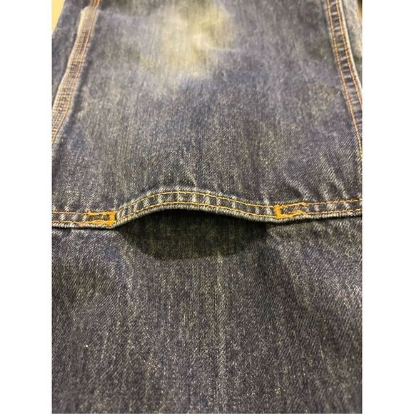 Distressed Carhartt Double knee Blue Denim Pants  Relaxed Fit Rugged Flex Utilit - Picture 14 of 16